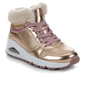 GIRLS' SKECHERS Size 3 KID UNO COZY ON AIR WEDGE SNEAKERS